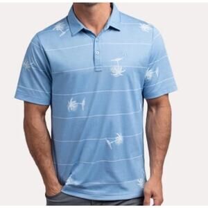 Travis Mathew Baumen Around Polo Palm Tree Blue Size XL Preppy Golf